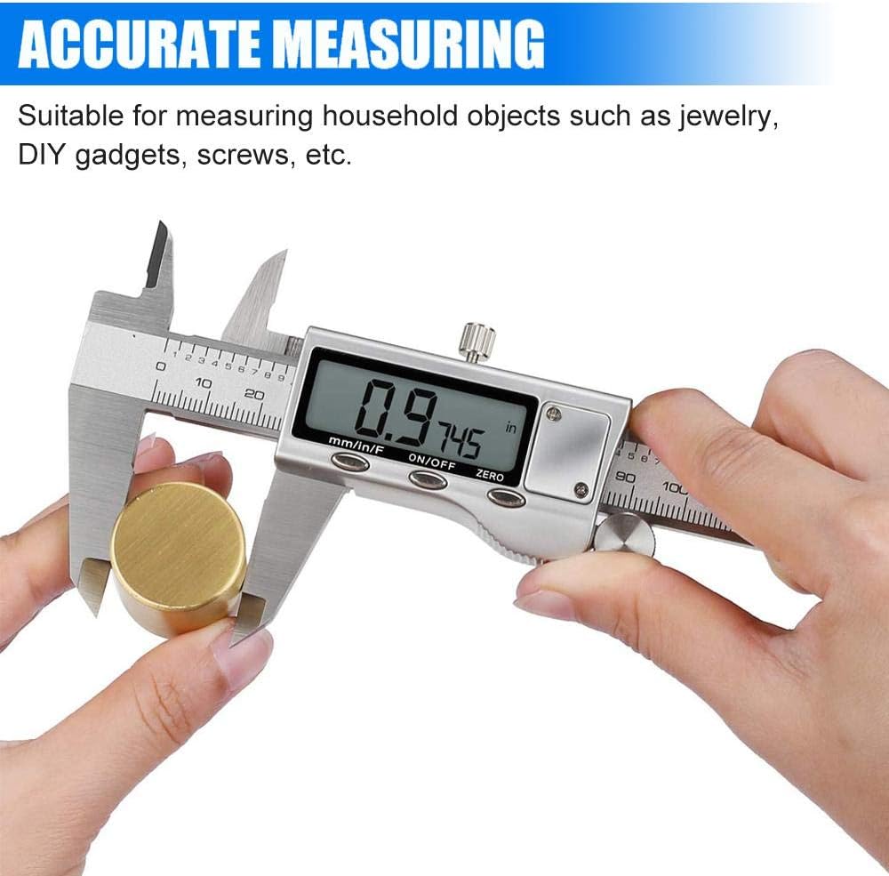 6 Inch Digital Caliper Measuring Tool – Stainless Steel Electronic Vernier Micrometer with Large LCD Screen, Precision Inch/MM/Fraction Measurement by Garden Grove Mover