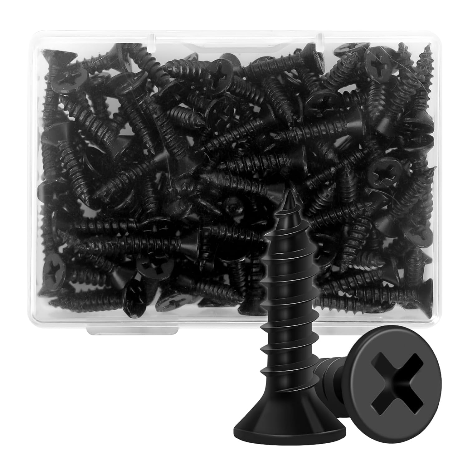 Premium Black Wood Screws 5/8 Inch – 100PCS Flat Head Phillips Self Tapping Screws for Wood, Furniture, Cabinet & DIY Projects by Garden Grove Mover