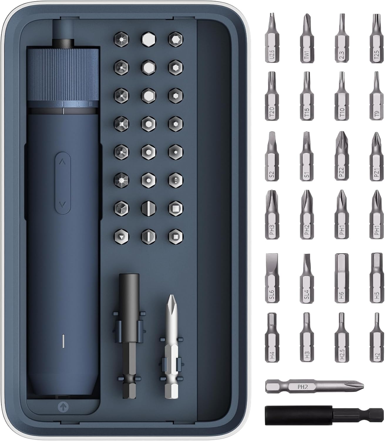 HOTO 25-Piece Electric Screwdriver Kit – Rechargeable 1500mAh Cordless Precision Screwdriver Set with Magnetic Case, LED Light & 1/4” Hex Bits by Garden Grove Mover