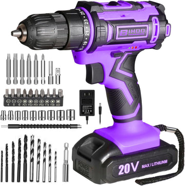 Cordless Drill Set,20V Drill Driver with Battery and Charger,3/8-Inch Keyless Chuck, Variable Speed,with Drills Bits Set