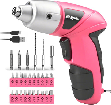 Hi-Spec 3.6V Cordless Electric Screwdriver Set – Mini Drill with 26 Bits